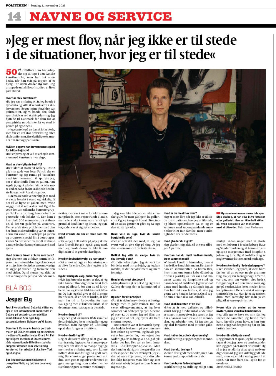 Interview with Jesper Elg in Politiken on the occasion of his 50th birthday