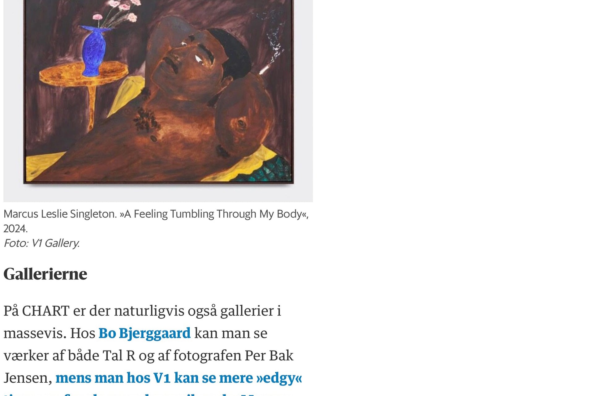 Berlingske writes about V1 Gallery's booth at CHART Art Fair 2024