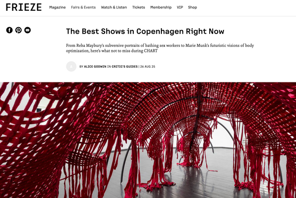 Frieze features The Shape of a Minute as one of the best exhibitions in Copenhagen right now