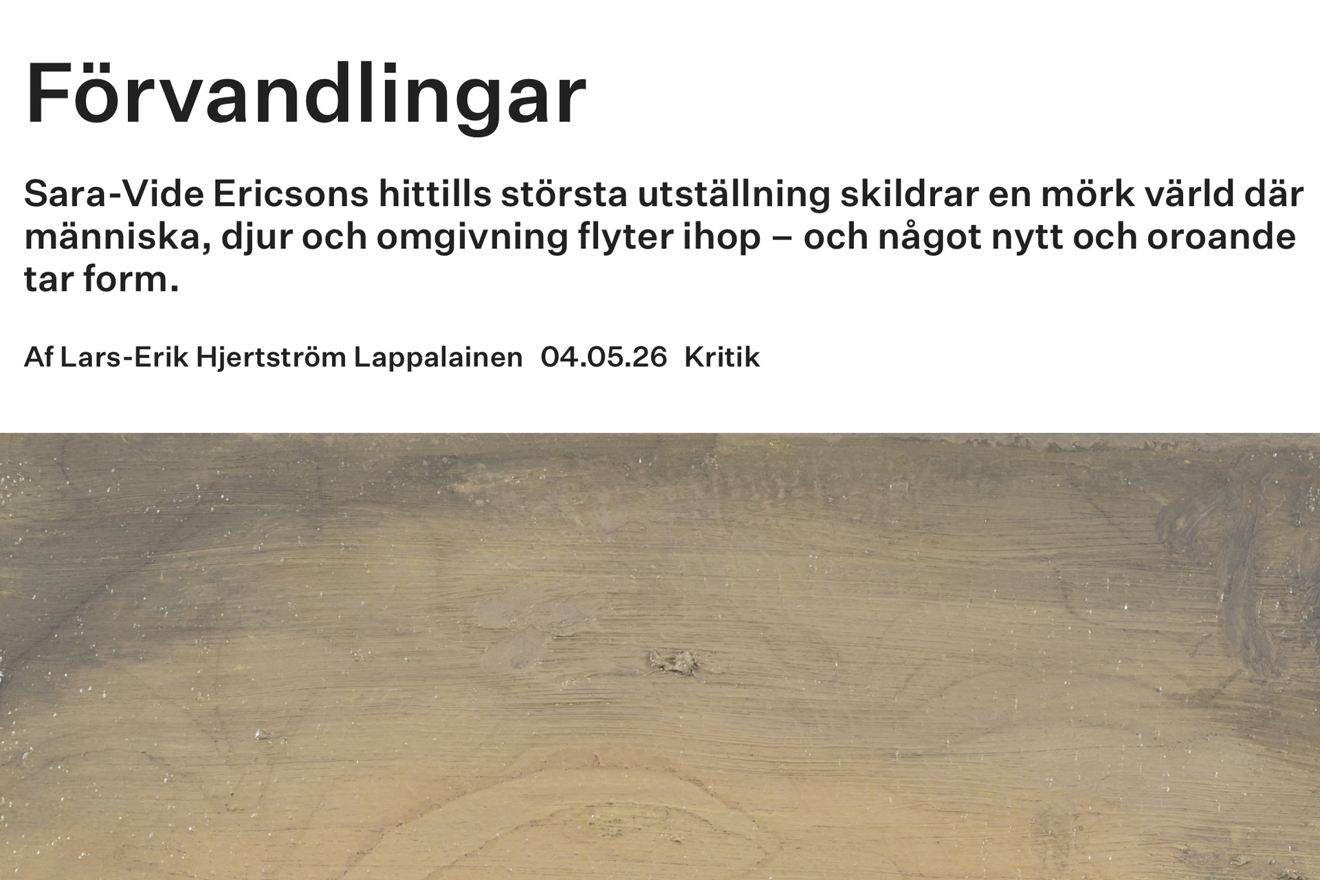 Review of Sara-Vide Ericsson's Subterranean Hunger in Kunstkritikk