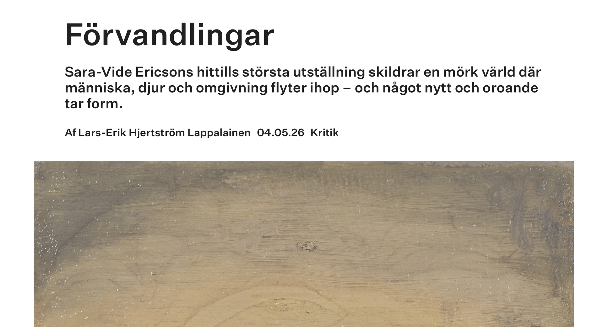 Review of Sara-Vide Ericsson's Subterranean Hunger in Kunstkritikk
